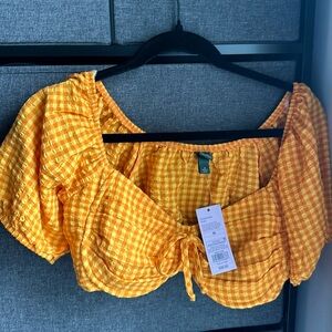 Target Wild Fable Orange Gingham Crop Bra Top NWT Size M
